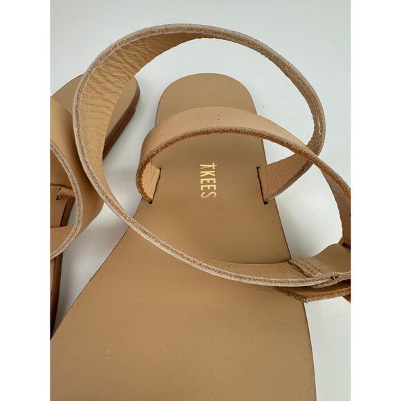 TKEES Women's Flip Flop Size 8 Beige Leather Ankle Strap Sandals Brazil RARE NEW - Picture 3 of 4